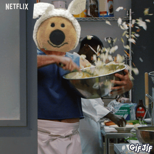 Man Cooking In Kitchen Saying Hi I Am Cook GIF