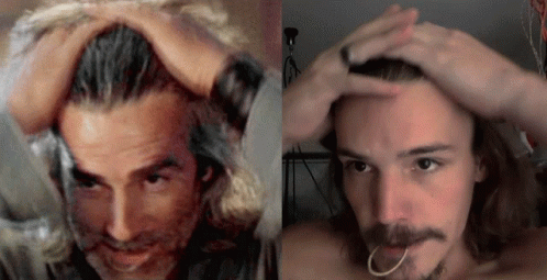 Man Copying Hairstyle Roadhouse Wade Garrett GIF