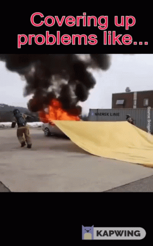 Man Covering Car on Fire