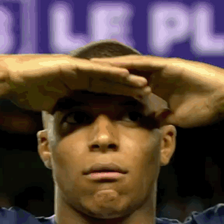 Man Covering Eyes In Front Of Purple Sign GIF