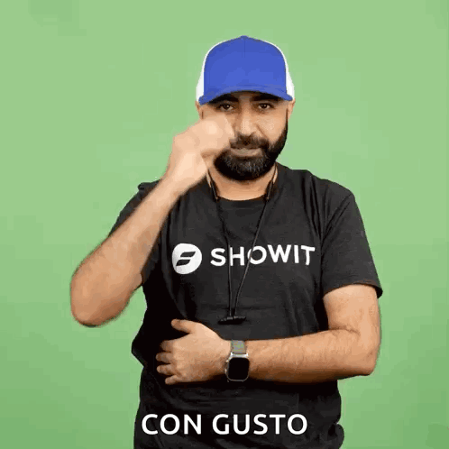 Man Covering Face With Hat In Showit T-Shirt GIF