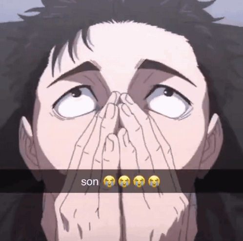 Man Covering Face with Son Text