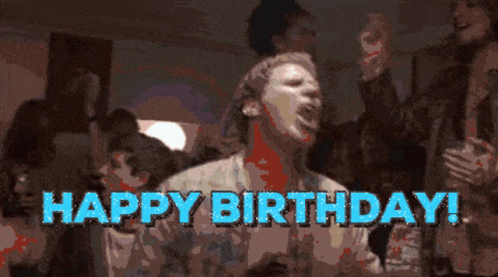 Man Covering Mouth Happy Birthday in Blue