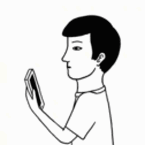 Man Covering Mouth Looking At Phone GIF