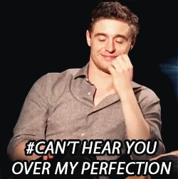 Man Covering Mouth Saying Cant Hear You Over My Perfection