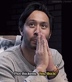 Man Covering Mouth Says Plot Thickens Yes Thick GIF