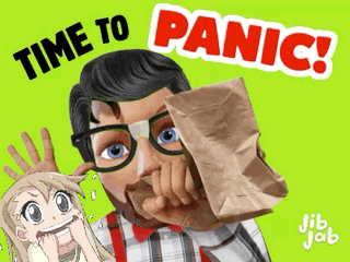 Man Covering Mouth with Panic Bag