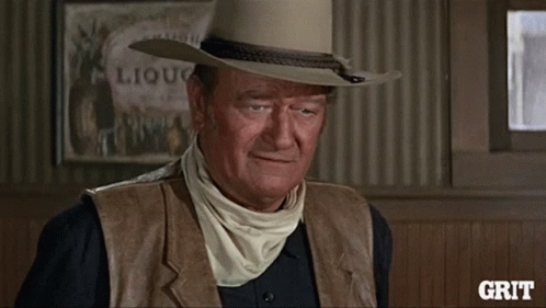 Man Cowboy Hat Leather Vest At Liquor Sign GIF