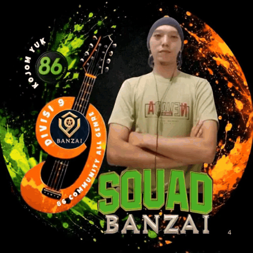 Man Crossed Arms Guitar Squad Banzai