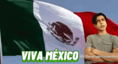 Man Crossed Arms In Front Of Mexican Flag GIF