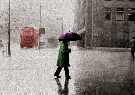 Man Crossing The Street On Rainy Day GIF
