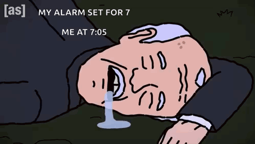Man Crying About Alarm Set for 7