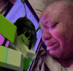 Man Crying at Shrek Picture on Phone