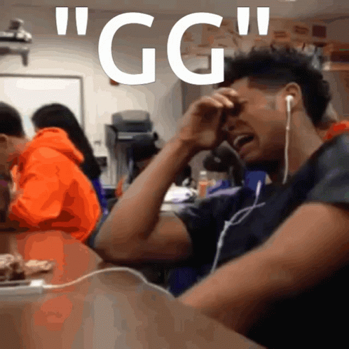 Man Crying In Classroom With GG Above GIF