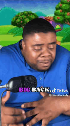 Man Crying in Front of Microphone Saying Big Back
