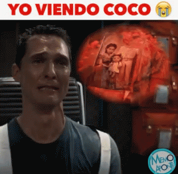 Man Crying in Front of Yo Viendo Coco Picture