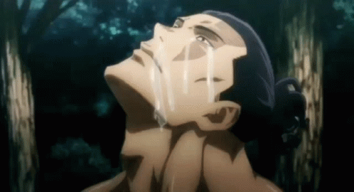 Man Crying with Tears in Forest