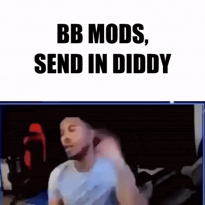 Man Dancing at Computer Saying BB Mods Send In Diddy