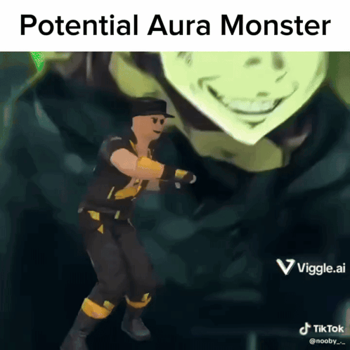 Man Dancing Before Monster with Potential Aura Monster