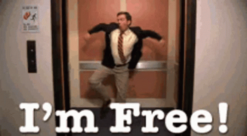 Man Dancing in Elevator Saying Im Free