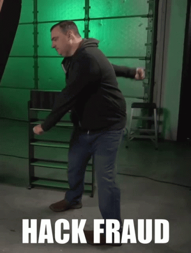 Man Dancing In Front Of Green Garage Door Hack Fraud GIF