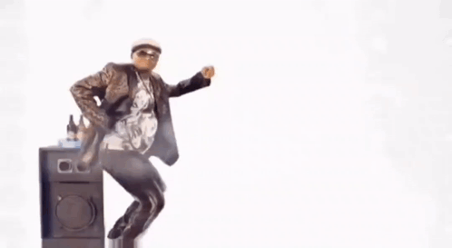 Man Dancing In Front Of Speaker With Bottles GIF