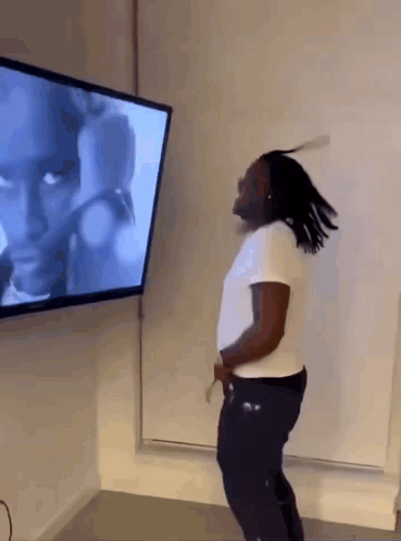Man Dancing In Front Of TV GIF