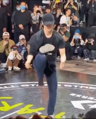 Man Dancing In Hat Before Crowd GIF