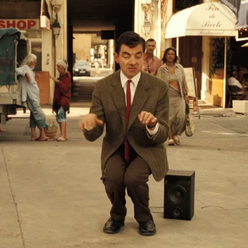 Man Dancing Mr Bean Invisible Piano GIF