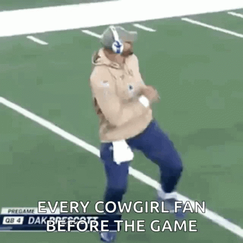 Man Dancing on Football Field Every Cowgirl Fan