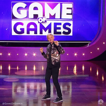 Man Dancing On Stage With Game Of Games Sign GIF