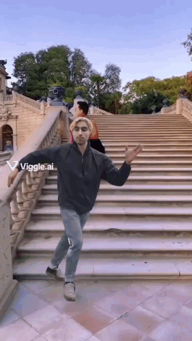Man Dancing On Stairs With Viggle.ai GIF