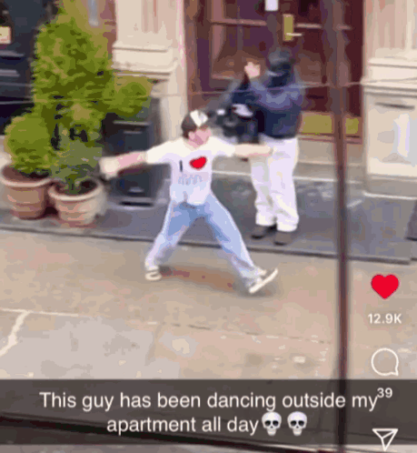 Man Dancing Outside Apartment GIF
