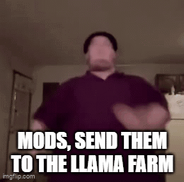 Man Dancing Saying Mods Send Them to the Llama Farm