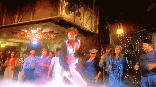 Man Dancing To Stayin Alive On Dance Floor GIF
