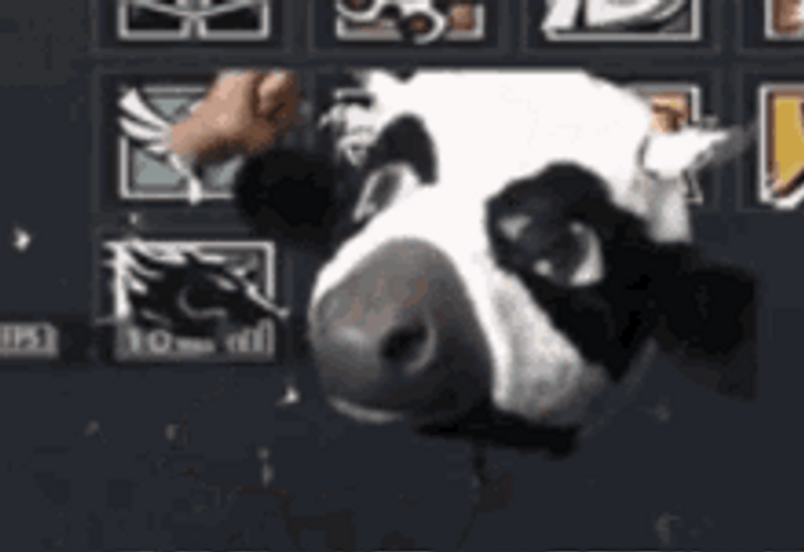 Man Dancing While Using Cow Mascot GIF