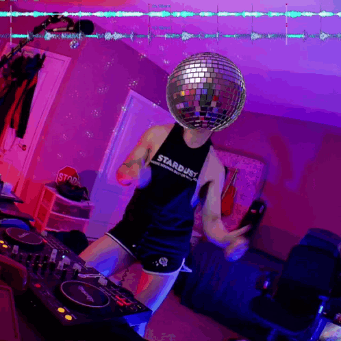 Man Dancing With Disco Ball Head