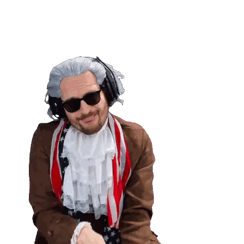 Man Dancing With Wig and Sunglasses