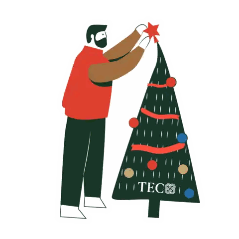 Man Decorating Christmas Tree TEC