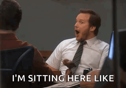 Man Desk Open-Mouthed I'm Sitting Here Like GIF