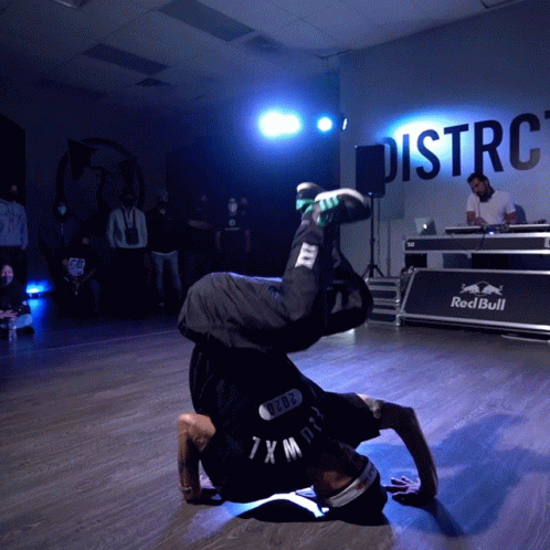 Man Doing Handstand In Front Of Wall Saying Distrc