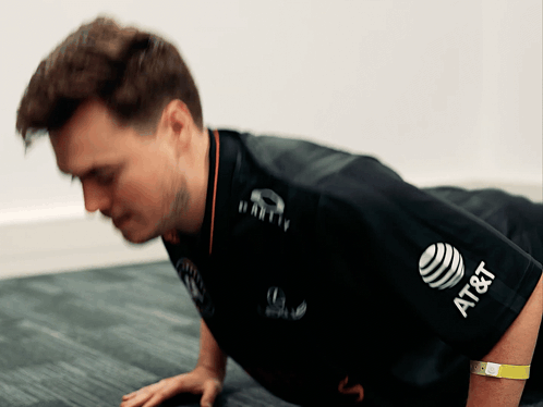 Man Doing Push Ups in AT&T Shirt