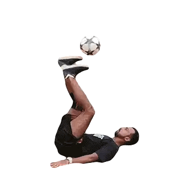 Man Doing Soccer Trick on His Back