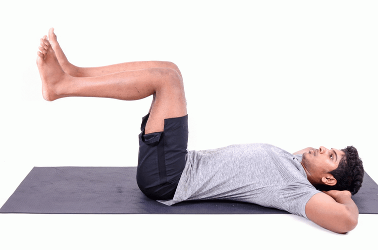 Man Doing Table Top Oblique Crunches Exercise GIF