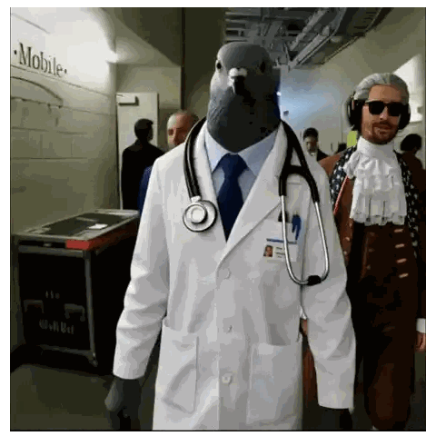 Man Dressed as Pigeon in Lab Coat