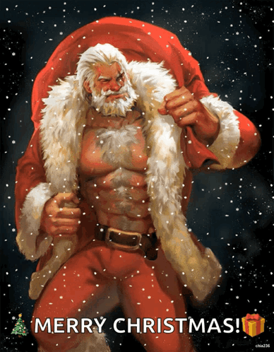 Man Dressed as Santa Claus Saying Merry Christmas