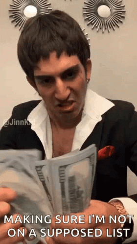 Man Dressed As Scarface Tony Montana Money GIF