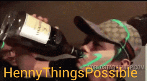 Man Drinking Bottle Saying Henny Things Possible GIF