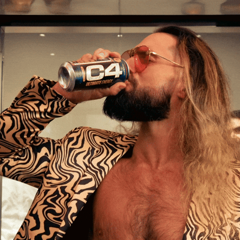 Man Drinking Can of C4 Ultimate Energy