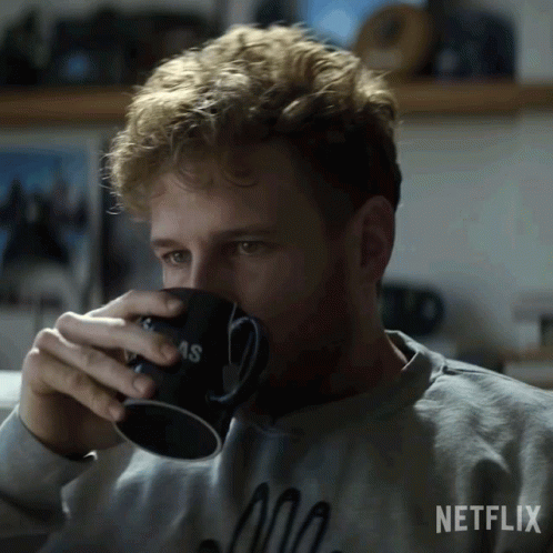 Man Drinking From Black Netflix Mug GIF